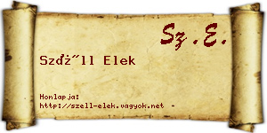 Széll Elek névjegykártya